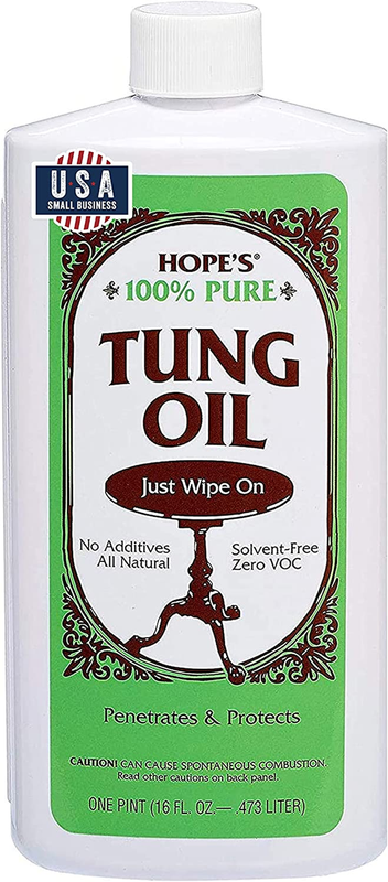 100% Pure Tung Oil, Food Safe, Premium Waterproof Natural Wood Finish and Sealer