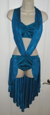 Dance Costume Kelle Lyrical 1pc Open Front Skirt Turquoise Blue Large L Adult CS
