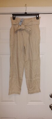Ann Taylor Loft Women's Tan/Beige Pants w/ belt Petite xs NEW