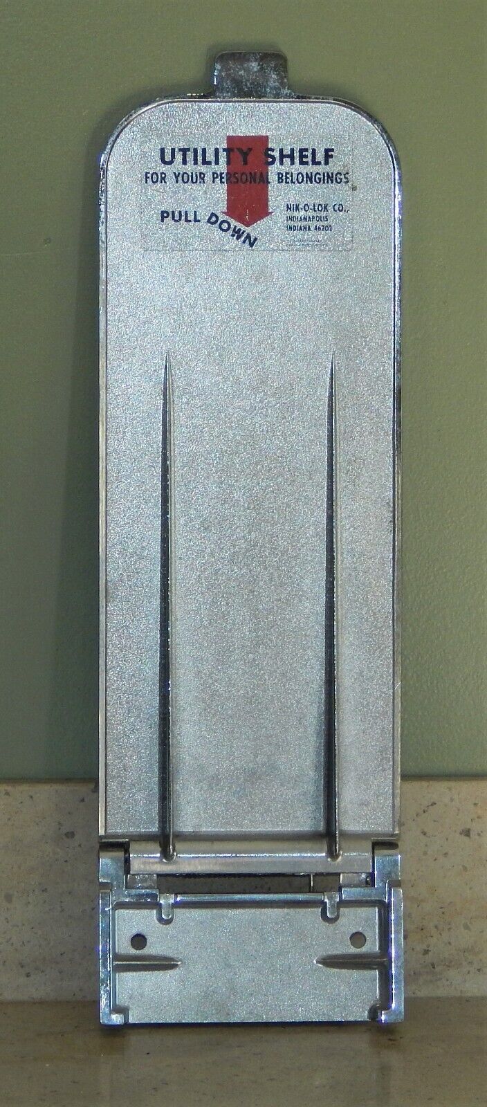 Vintage NIK-O-LOK Fold Down Utility Shelf Service Station Vintage NIK-O-LOK Fold Down Utility Shelf Service Station
