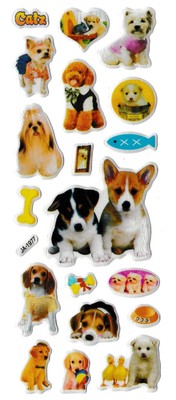 3D puffy Stickers DOGS PUPPIES dog puppy bone   #JF-1187 dish box