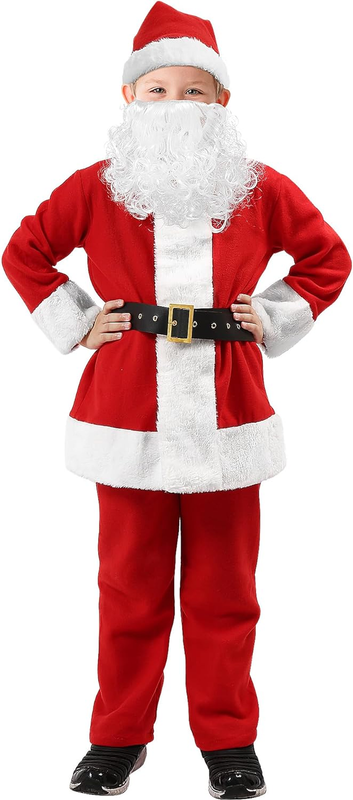 Kids Santa Costume-5Pcs,Festive Christmas Santa Suit for Children,Boys Halloween