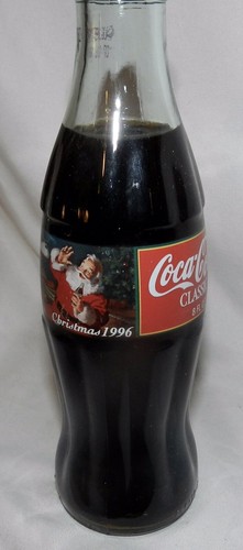 Coca-Cola Coke Bottle Christmas 1996 Santa 8oz UNUSED FREE SHIPPING USA