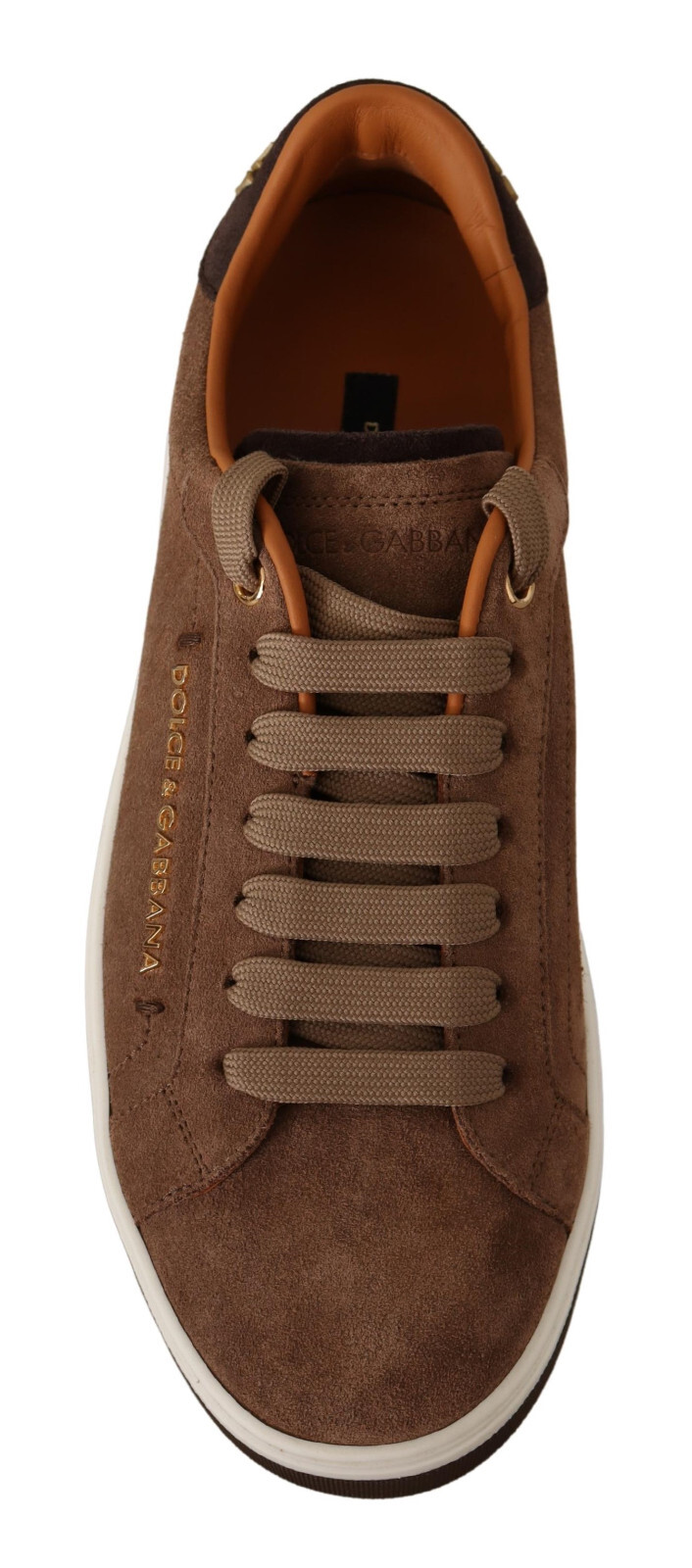 Pre-owned Dolce & Gabbana Shoes Brown Suede Logo Low Top Sneakers Mens Eu39 / Us6