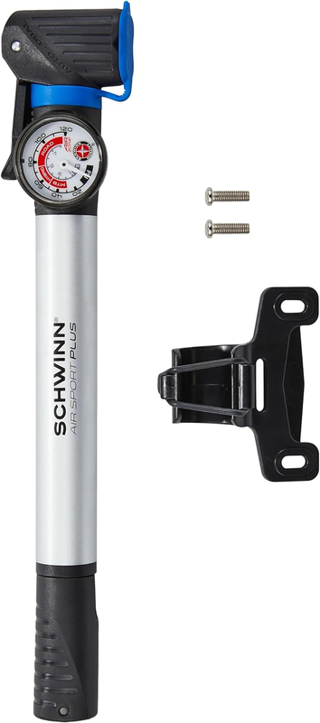 Schwinn Air Sport Mini Bike Pump, Foot to Floor or Frame-Mounted Pumps, Fits Sch