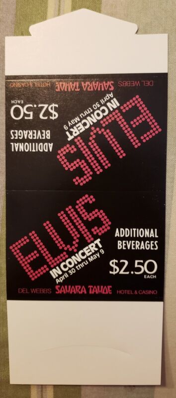 ORIGINAL Elvis Presley Concert Sahara Tahoe Drink Beverage Table Tent Card 1976