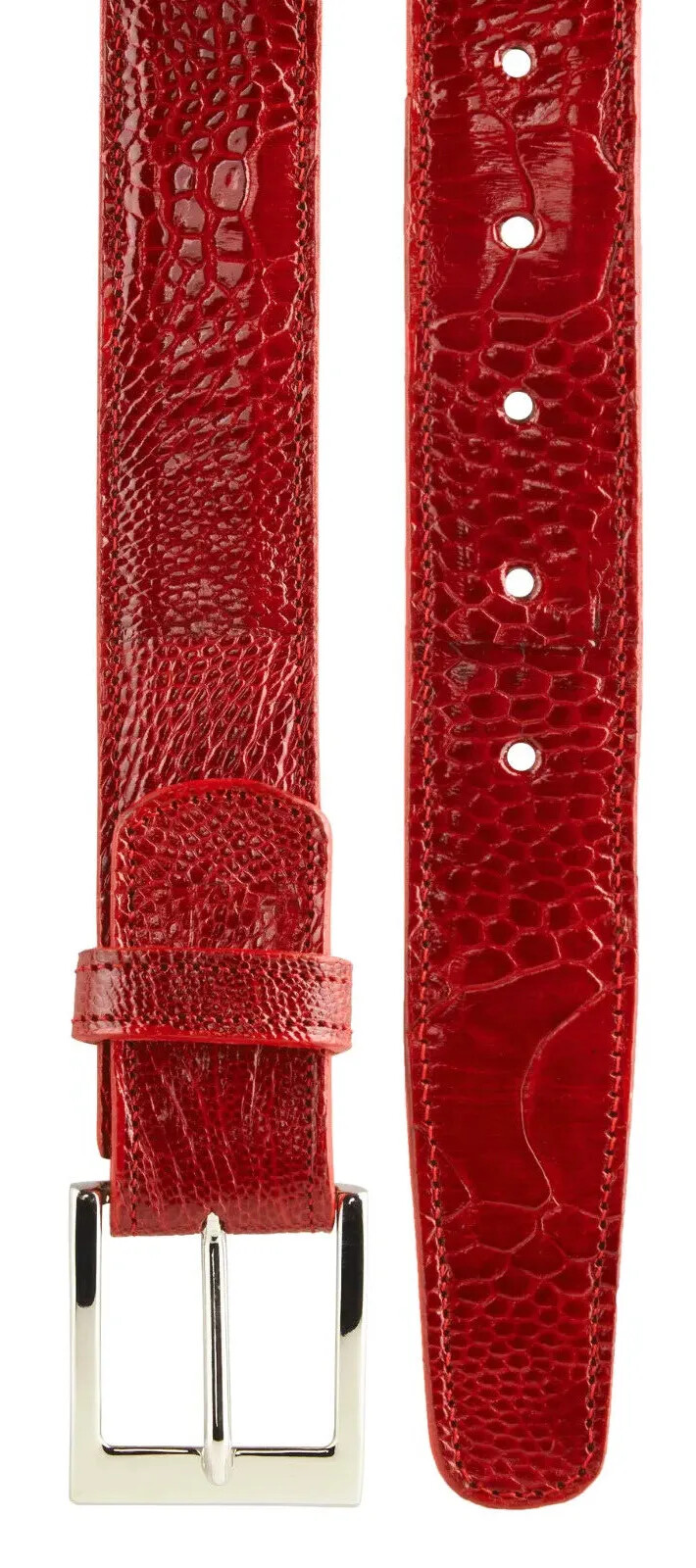 Pre-owned Belvedere Men's  Belt Genuine Ostrich Leg Up To Size 44 2000 Red