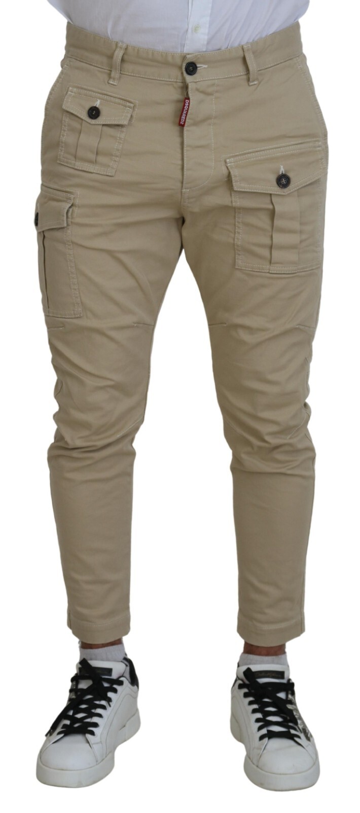 

Брюки DSQUARED2 Бежевые хлопковые брюки-карго повседневного кроя IT48/W34/M 670 долларов США, Бежевый
