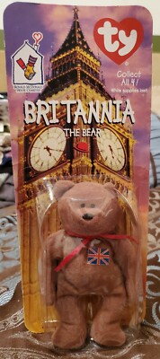1997 Ty Brittania the Bear - McDonalds Teenie Beanie Retired With Both Errors