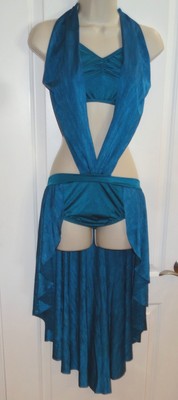Dance Costume Kelle Lyrical 1pc Open Front Skirt Turquoise Blue Large L Adult CS