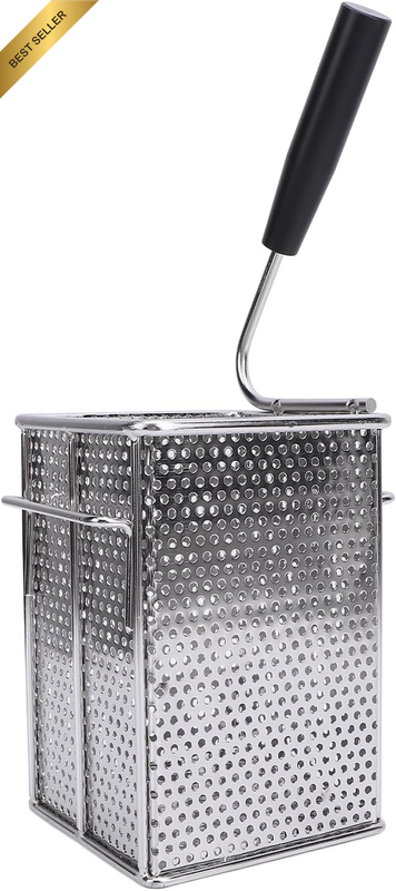 304 Stainless Steel Deep Fry Basket, Square French Chip Frying Basket with Handl