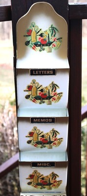 Vintage Mid-Century Metal Kitchen Wall Mount Letter Memo Misc Key Holder 3 Slots
