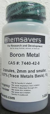 Boron Metal, Granules 2mm and smaller, 99.97% (Metals Basis), Certified, 10g