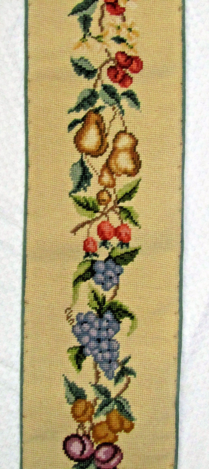 VINTAGE WOOL NEEDLEPOINT BELL PULL 56