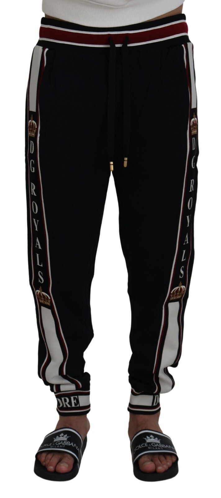 

Брюки DOLCE - GABBANA Черные брюки-джоггеры DG Royals с короной IT52/W38/ 1350usd, Черный