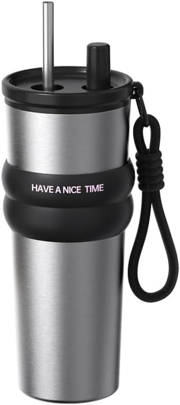 Stainless Steel Travel Tumbler, 20 Oz, Vacuum Insulated with Lid and Retractable