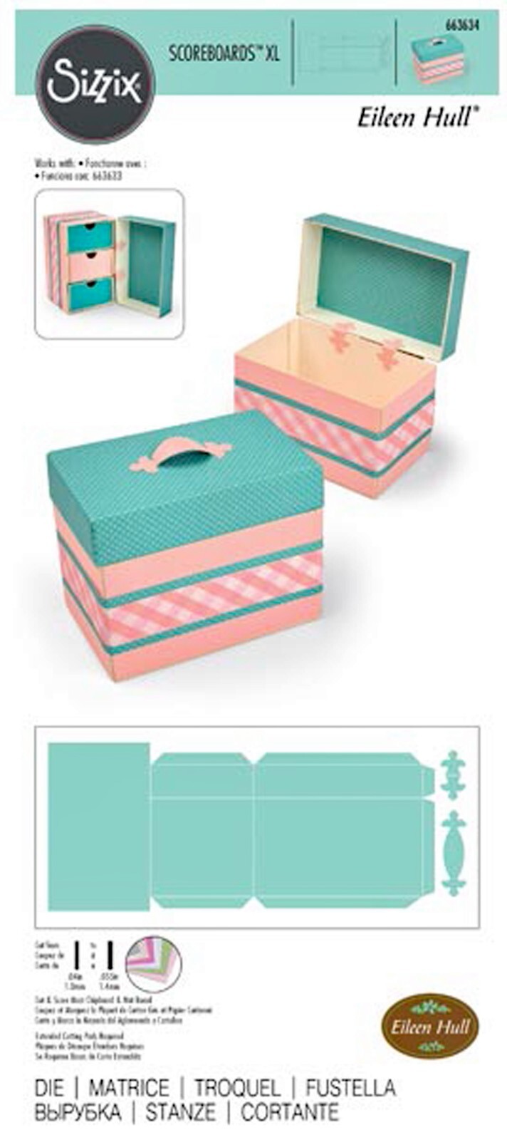 Sizzix Bigz Scoreboards XL Treasure Box die #663634 Retail