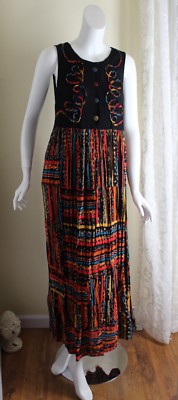 Carole Little -Sz 8 Fab Art-to-Wear WOW Long Rayon Funky Tank Lagenlook Dress 
