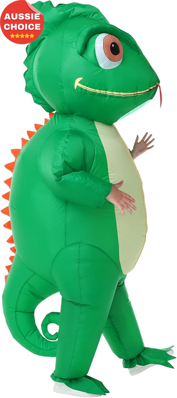 Inflatable Chameleon Costume Adult Kids Halloween Lizard Blow Up Party Suit