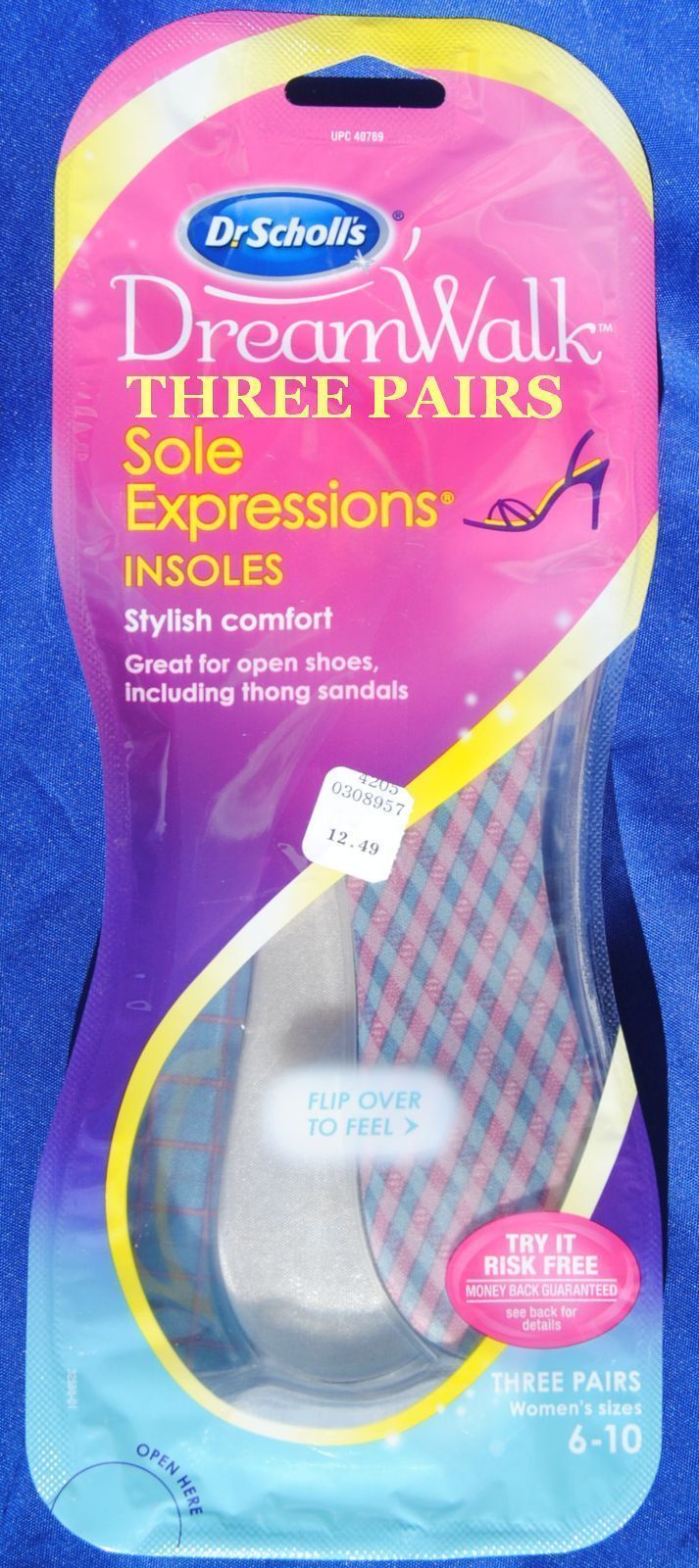 DR SCHOLLS INSOLES 3 PAIRS DREAM WALK SOLE EXPRESSION  WOMEN'S SIZE 6-10 NEW