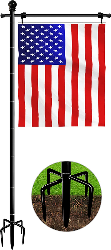Koutemie 10FT Garden Flag Pole Stand with 5 Prong Base for 3X5 American Flags, A