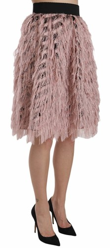 Pre-owned Dolce & Gabbana Dolce&gabbana Women Pink Gold Fringe Metallic Pencil A-line Skirt Bodycon Wrap