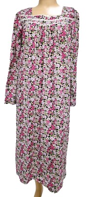 NWT Croft & Barrow L/S Nightgown Floral Knit Cotton Blend Women