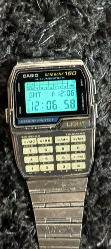 時計 VINTAGE CASIO DATA BANK150 DBC-1500 Casio Data Bank DBC‑1500 Vintage Calculator Watch 150‑Entry