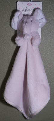 NEW So Dreamy Pink Plush Elephant Security Blanket Lovey Toy 15''x15'' Girls