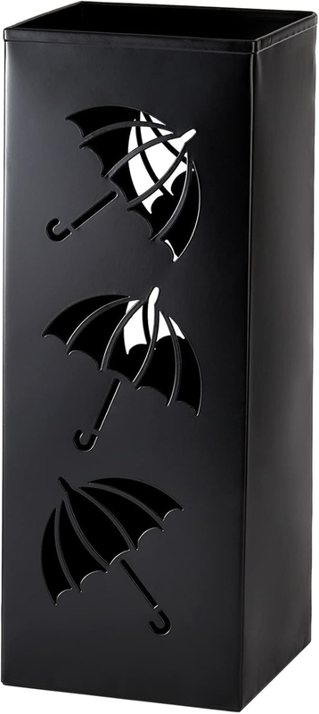 Metal Umbrella Stand Holder, Square Hollow-Out Design Freestanding Umbrella Hold