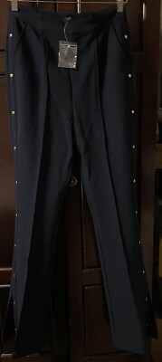 G.I.L.I. Women's Boot-Cut Pants w/ Button Detail Solid Dark Navy Size 0 NWOT