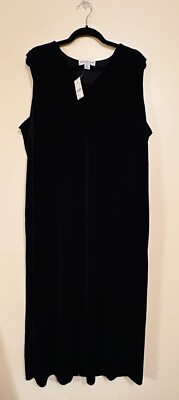 August Max Stretch Maxi Dress Size 2X Black Velvet Full Length NEW MSRP $69