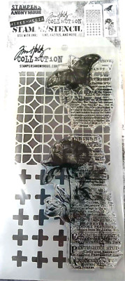 Stampers Anonymous Tim Holtz Stamps Stencil FLOWERS & BUTTERFLY THMM160