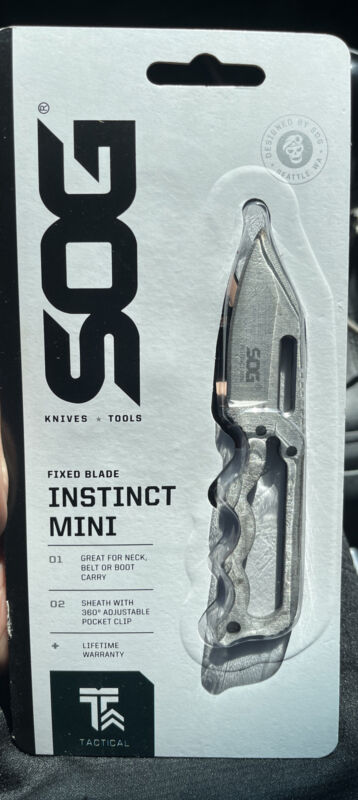 SOG Instinct Mini Small Fixed Blade Knife- 1.9 Inch Full Tang Adjustable Clip.