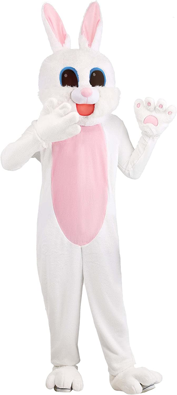 Adult Easter Bunny Costume Unisex, Festive White Rabbit Mascot Outfit for and Wo
