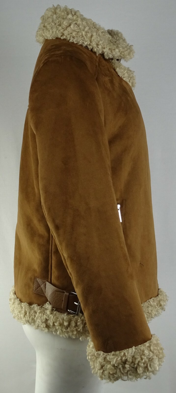 Pre-owned Michael Kors Women's Faux Fur Suede Brown Jacket