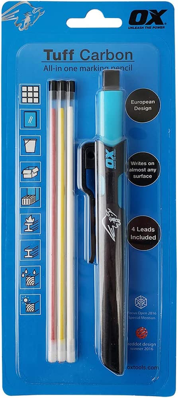 Pro Tuff Carbon Marking Pencil Value Pack | 4 Leads Included & Pencil Holder wit