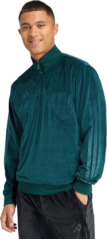 adidas mens House of Tiro Velour Half-zip Track Top