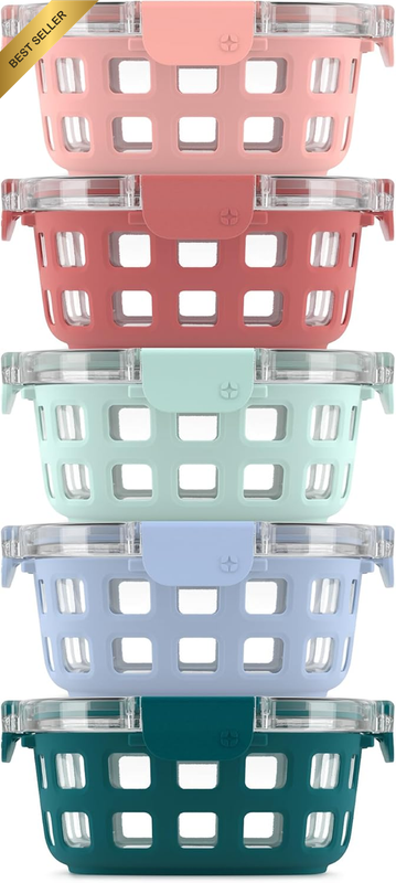 Duraglass 10 Pc round Glass Meal Prep Storage Containers Set with Leak-Proof Lid