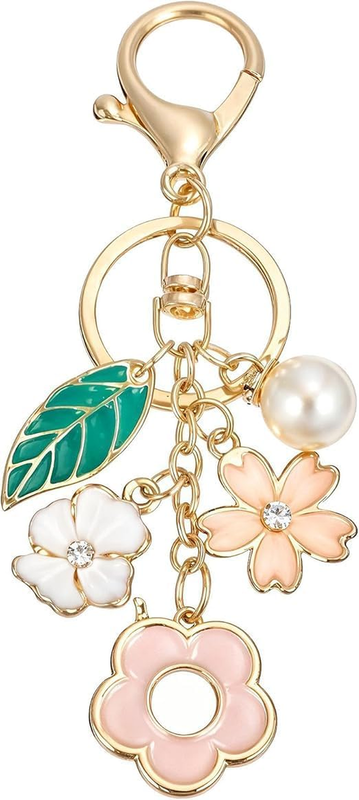 Flower Bag Charms Keychain - Cute Tassel Keyrings for Women, Girls Purse Accesso
