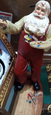 Roman Amusement Lighted Santa Art Easel Movement With Train.