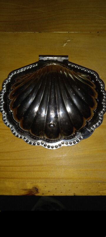 Vintage Leonard Hong Kong Silver Plated Clam Shell Butter Condiment Dish