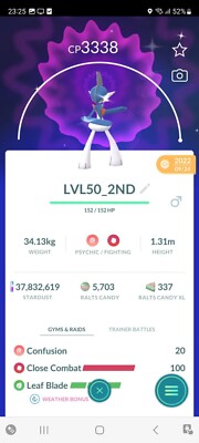 PVP BEAST!   LVL50 SHINY GALLADE w/2ºMOVE!!   - PKMN GO!!! - NOT REGISTERED!