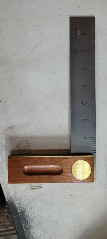 Machinist square Tri Square Wood Stainless Brass Military NOS LUTZ 2060