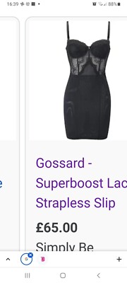 LADIES BLACK Gossard Superboost Lace Strapless Slip 30ff New With Tags Sexy GIFT