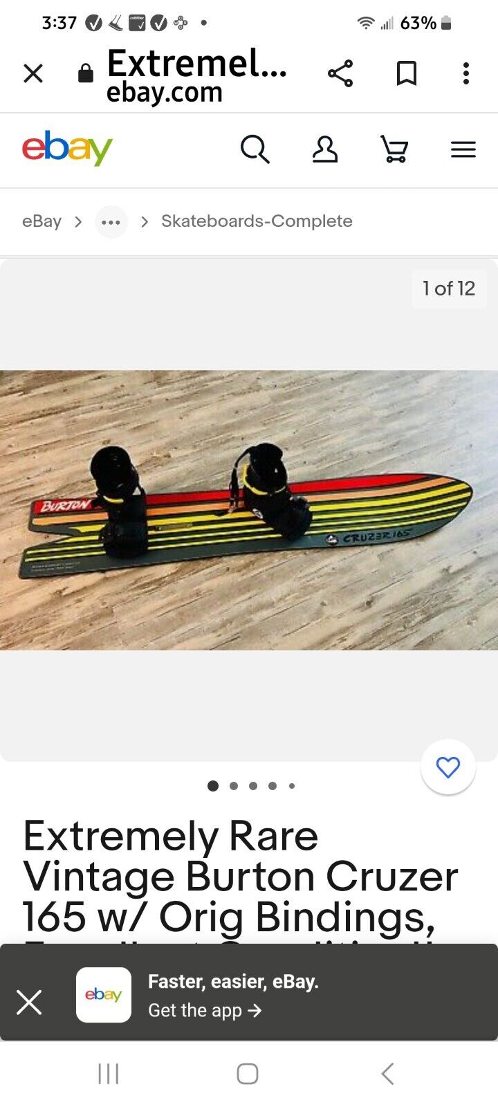 Rare Burton 1986 Model 165 Cruzer split tail snowboard in Rare Burton 1986 Model 165 Cruzer split tail snowboard in