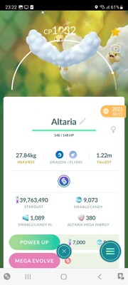 PVP BEAST!   SHINY LVL40 ALTARIA w/2ºMOVE!!!   - PKMN GO!!! - NOT REGISTERED!