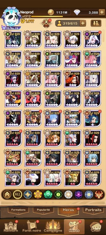 Compte Afk Arena HéRos 