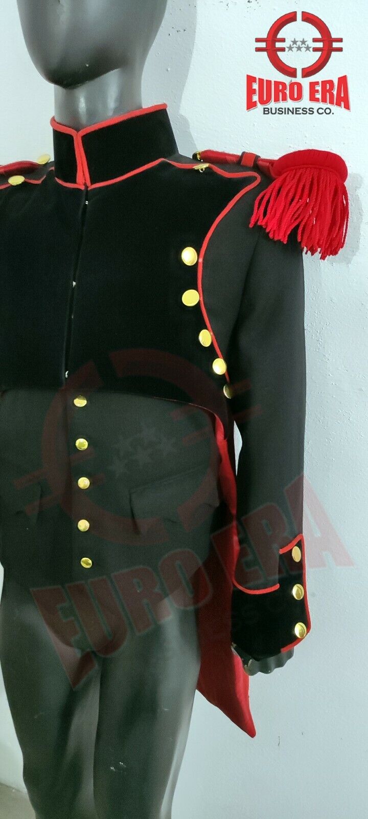 Pre-owned Euro Napoleonic 1st Empire Genie Line Troop Frock Coat With Vest & Epaulettes In Black