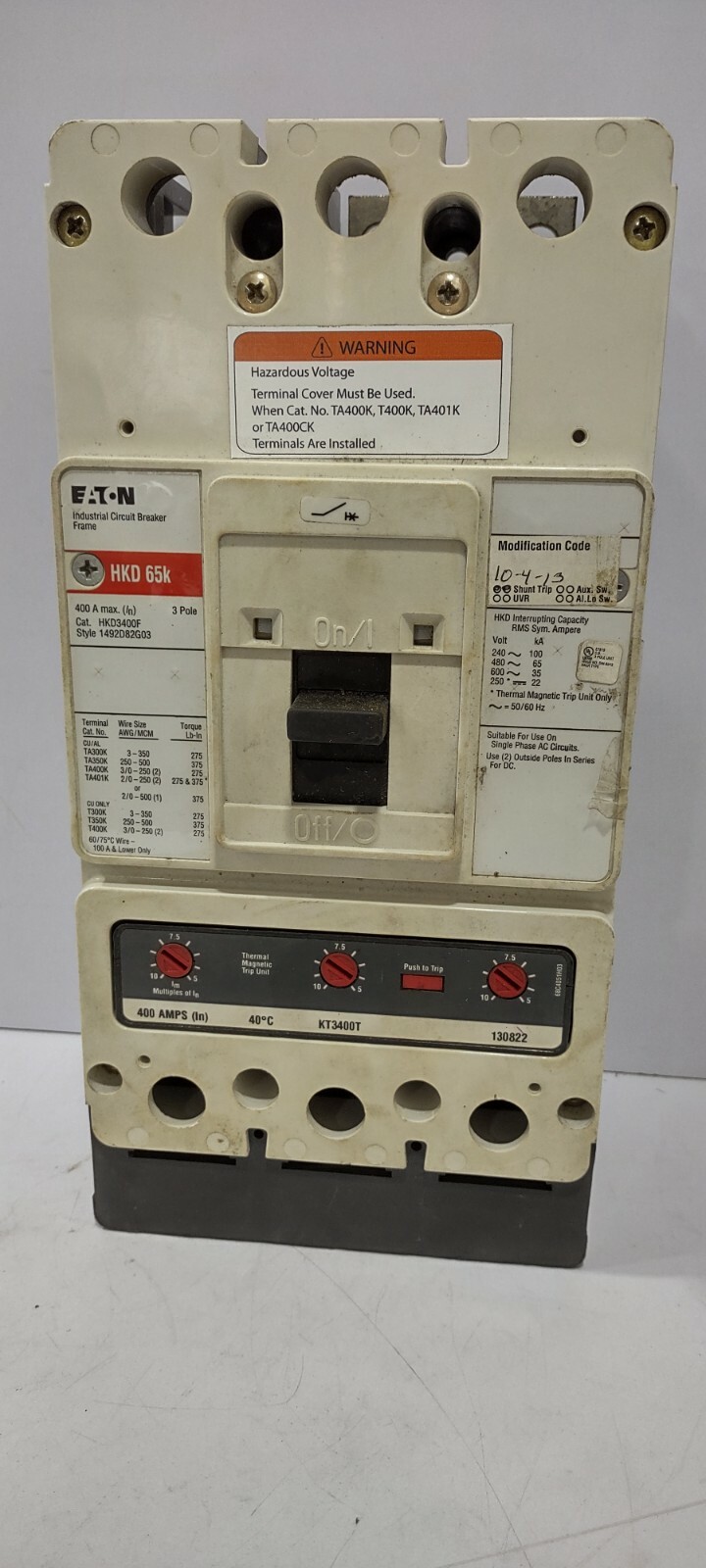EATON HKD3400F HKD65K 400A 3-POLE STYLE-1492D82G03 | eBay
